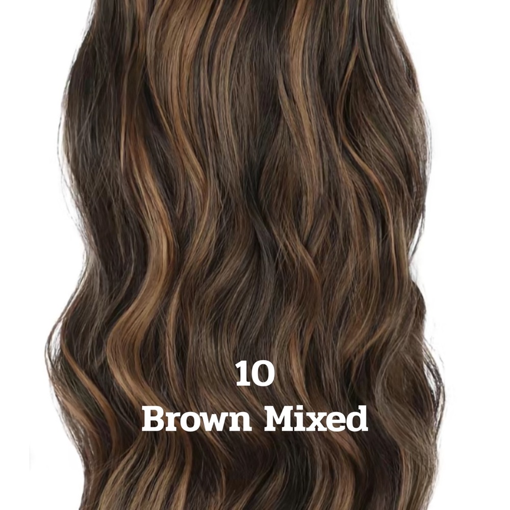 Premium Synthetic Clip-In Ponytail Extension - Mixed Brown with Highlights